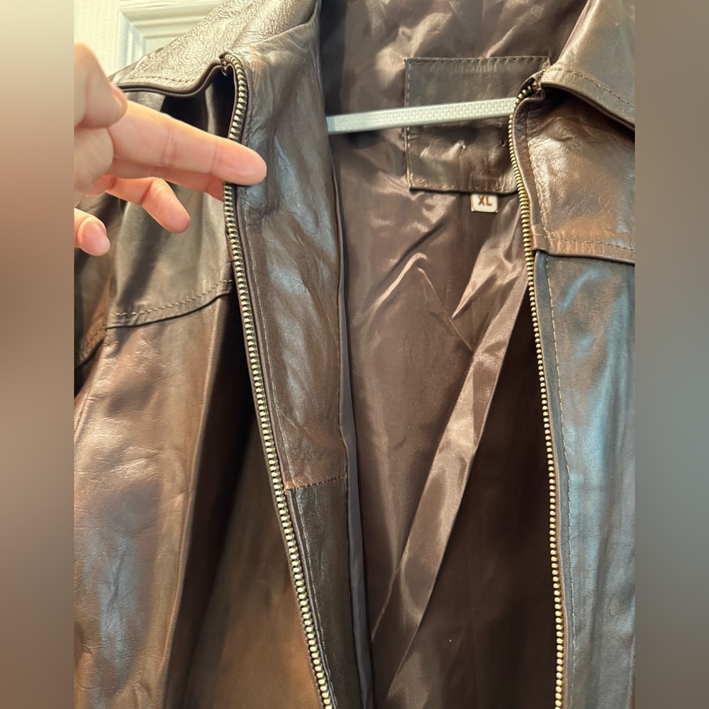 Men's Brown 100% Leather Jacket - XL - Picture 6 of 6